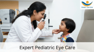 Pediatric eye specialist examining a child with strabismus at a Malleshwaram eye clinic